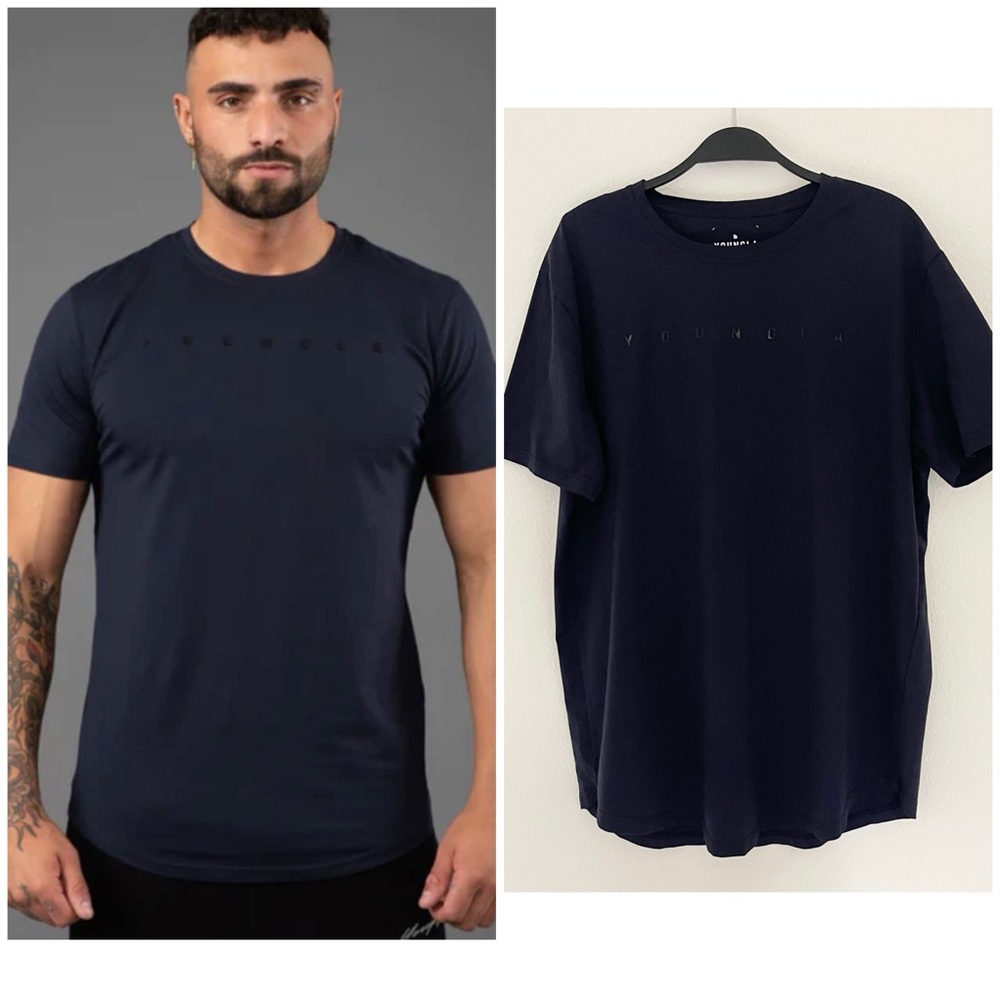 YoungLA Monochrome 459 Fitted Men’s Tee Navy Blue Short Sleeve Tshirt